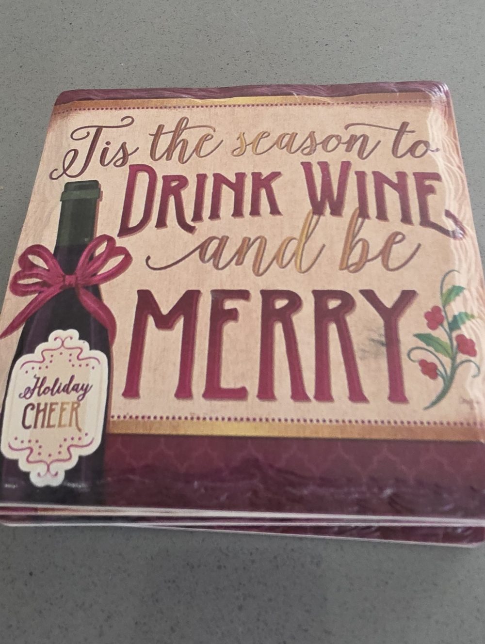 Ceramic Coasters | Set Of 4, "Tis The Season To Drink Wine & Be Merry"